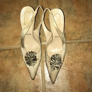 Tan flower louboutin heels